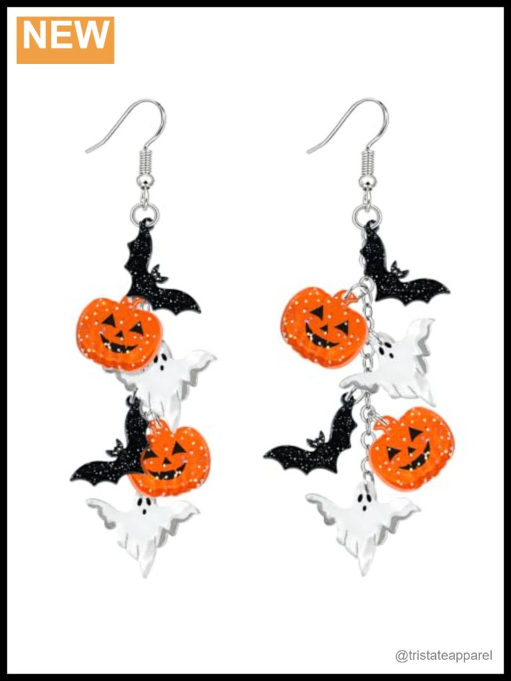 Halloween Dangle Earrings Women Acrylic Pumpkin Ghost Bat Party